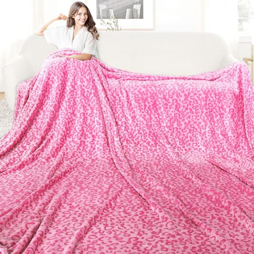 Queensize-Decke für Bett, rosa Fleecedecken, volle Größe, extra groß, warm, weich, flauschig, Plüsch-Bettwäsche, rosa Geschenke für Frauen, Paare, übergroßes Schlafzimmer, Wohnzimmer, Dekoration, alle