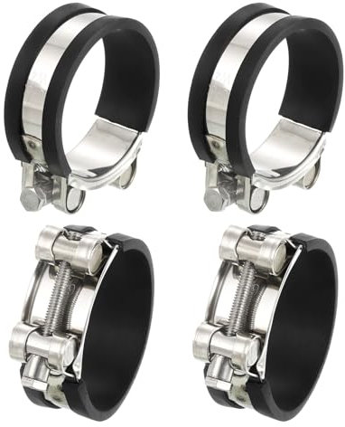 sourcing map 4Pcs T-Bolt Hose Clamp Working Range 60-63mm Rubber Cushioned Intake Intercooler Clamps Adjustable Tube Clamps for Tubes Pipes