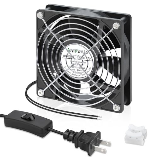 AmRunJe Axial Muffin Fan EC 120mm x 25mm Low Watt Powerful 110V 115V 120V 220V 240V Dual Ball for DIY PlayStation Boltong Box Window Cooling Exhaust Solution