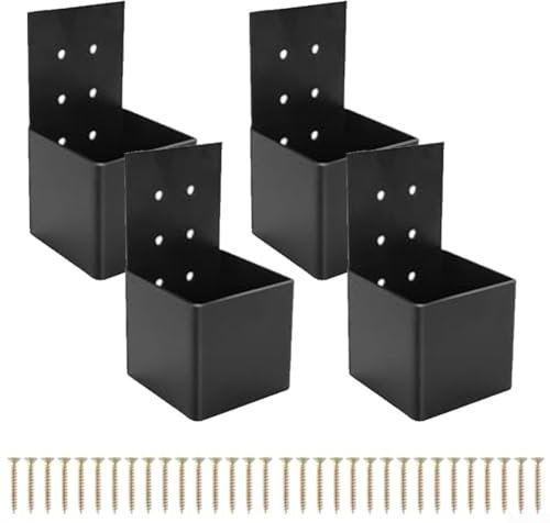 Kit de supports de poteau de pergola pour poteaux en bois de 10,2 x 10,2 cm, connecteurs de garde-corps en acier, support de structure de jardin extérieur (4 pièces)