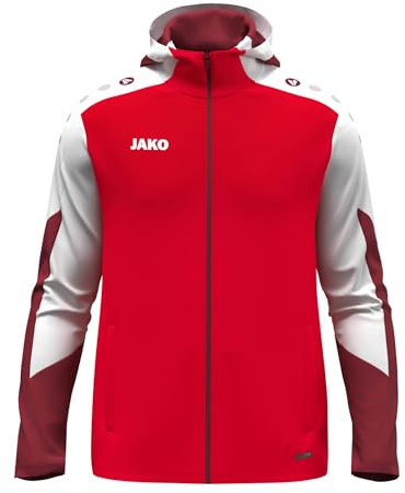 JAKO Unisex Kapuzenjacke Dynamic, rot/weiß/dunkelrot, 3XL