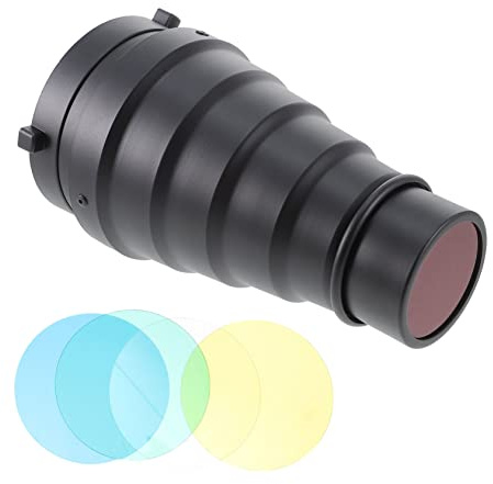 NUOBESTY Accessori Per Flash Con Tubo Fascio Di Luce Conico Kit Professionale Con Griglia Nido d Ape e Filtri Per Luce Diffusore Per Paralume Per Fotografia