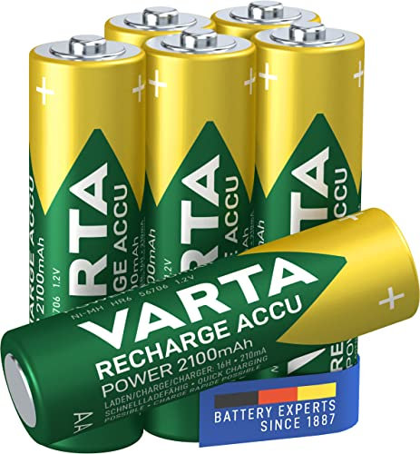 Varta Batteria Ricaricabile AA Stilo, 2100 mAh, Confezione da 6 Pezzi, Pre-caricate, Pronte all'Uso
