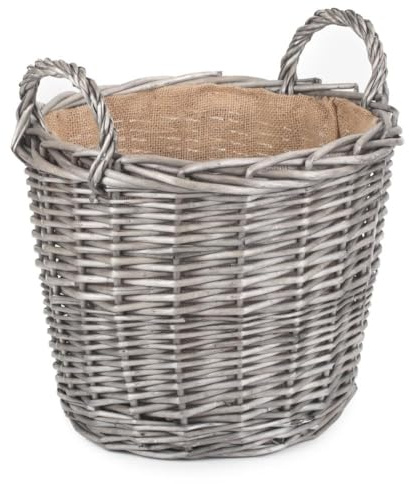 Red Hamper Large Antique Wash Finish Wicker Lined Log Baskets