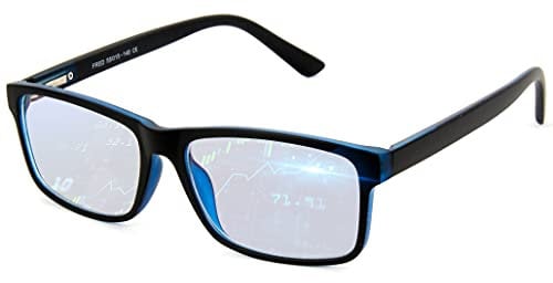 BLUE CUT Blue Light Blocking Glasses – Anti-Fatigue Computer Monitor Gaming Glasses Prevent Headaches Gamer Glasses unisex-adult|Black/Blue|Large