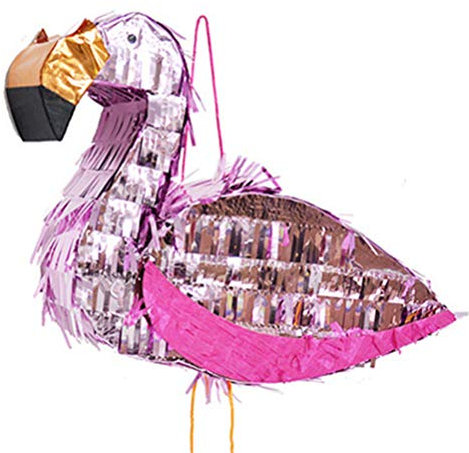 TOYANDONA Pink Flamingo Pinata, 42 x 39 cm, Tropische Flamingo Pinata Aluminiumfolie Karneval Flamingo für Geburtstag, Sommer, Luau und Pool Party Supplies