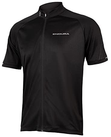 Endura Xtract Shortsleeve Cycling Jersey II | Quick-Dry | Reflective Logos | Silicone Grip Jersey, Black, XL