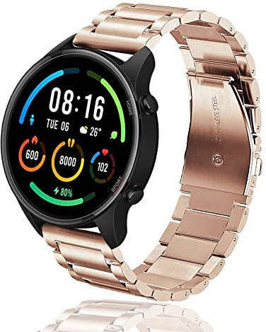 ToVioc Metall Armband für Xiaomi Watch S4 /S4 Sport /S3 /2 Pro /S2 /S1 Pro /S1 Active/Redmi Watch 5 Active/ 5 Lite Edelstahl Uhrarmband für Amazfit Bip 6 /Balance/Bip 5 /Pop 3S - Roségold