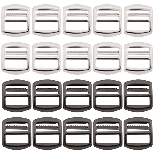 VGOL 20Pcs Metal Slide Buckle Replacement Adjustable Buckle for Waistcoat Backpack Webbing Straps Handbag Bag Accessories Camping Bag Belt