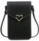 Narunii Sac à bandoulière Femme,Mini Pochette pour téléphone Portable avec en Cuir PU Transparent pour écran Tactile Verrouillage D'amour (Noir)