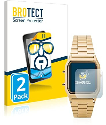 BROTECT Schutzfolie für Casio AQ-230GA | 2 Stück Transparenter Displayschutz Made in Germany Klare Displayschutz-Folie Clear Einfache Montage Case-Friendly