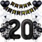 Luftballon 20. Geburtstag Dekoration - Schwarz und Silber für Männer und Frauen - Black and White Party Deko