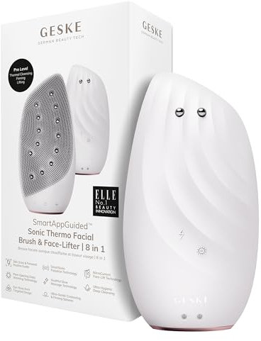 GESKE | Cepillo facial termo sónico efecto lifting SmartAppGuided™| 8 en 1 | Limpieza de la piel y antiarrugas | cepillo de limpieza eléctrico de silicona | Masajeador Facial | Antienvejecimiento