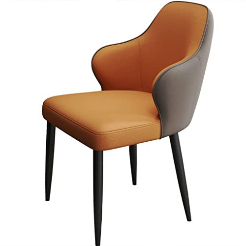 IIOCHA Küche und Esszimmer Stühle Moderne Küchen Esszimmerstühle Ledersessel Mit Metallstuhlbeinen Aus Kohlenstoffstahl Für Gewerbliche Restaurants (Color : Orange+Dark Grey)