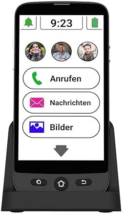 Amplicomms M510-C 4G-Smartphone für Senioren, Großtasten-Handy mit Ladestation und Umhängeband, einfache Bedienung