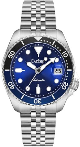 CADISEN Automatik Uhr Herren Mechanische Automatikuhr NH35 Saphirglas Freizeit Wasserdicht (blau)