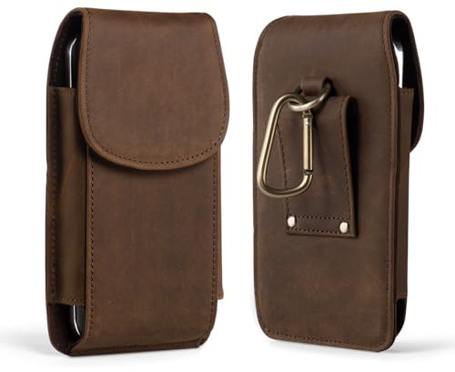 Hengwin Étui de Ceinture en Cuir pour iPhone 16 Pro Max 15 Pro Max 16 15 14 Plus, pour Samsung Galaxy S25 S24 S23 S22 Ultra 5G, S25+ Note 20 Ultra Holster Pouch, avec Clip de Ceinture