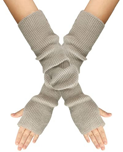 DUHGBNE Einfarbige, gestrickte, fingerlose Handschuhe mit, warme Unisex-Handschuhe Latex Strümpfe Schwarz Transparent (Grey, One Size)