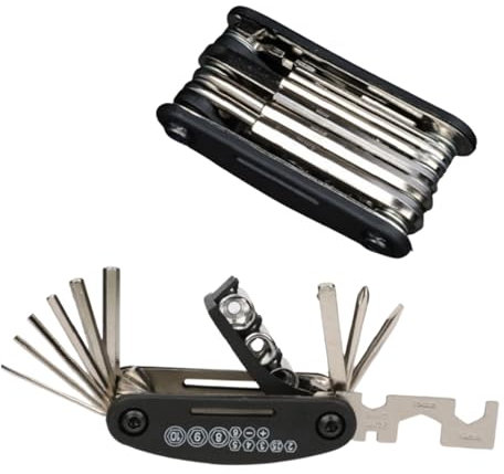 PARENCE.- Kit de Réparation Vélo avec Clé Compacte 16 en 1 Multifonction - L'Essentiel pour Les Aventures Cyclistes, Noir