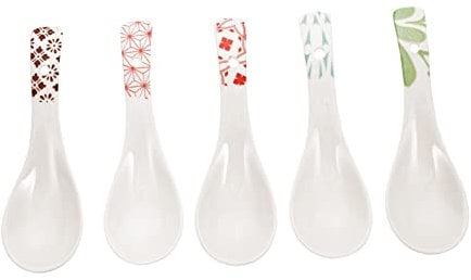 Zerodeko 5pcs Green Cutlery Soup Spoons Ceramic Serving Spoon Little Chinese Table Cutlery Home Dining