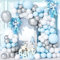 Teselife 137Pezzi Kit Arco Palloncini Blu Argento Bianco, Kit Ghirlanda Palloncini Blu Pastello Metallizzato Argento Bianco per Compleanno Baby Shower Matrimonio Anniversario Feste Carnevale Forniture