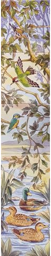 Rainbow Decors River Bank Birds Ceramic Tile Mural 75cm x 15 cm 5 Tiles 6 River Side Scene Fireplace Splashback Tiles Hand Decorated UK (Available Left and/or Right Side)