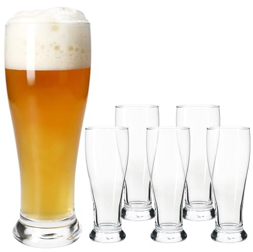 MamboCat 6er Set Baby-Weizenbiergläser klar 0,3 L I kleines Weißbier-Glas mit schlichtem & klassischem Design I Hefeweizen I für Daheim, Gastro, Hotel, Restaurant & Bar