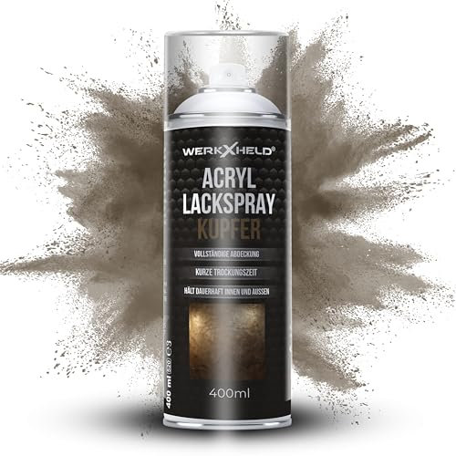 WerkXheld Sprühlack 400ml - Hochwertiges Lackspray Kupfer Metallic, Vielseitig anwendbar auf Holz, Metall & Textil, Langlebiger Acryllack Spray