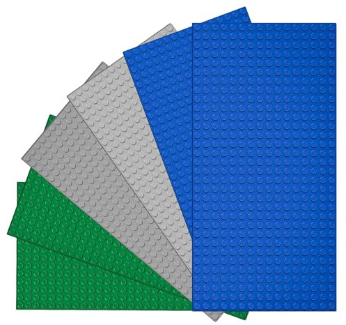 Juego de 6 placas de construcción, placa base clásica, 12,9 x 25,6 cm con 16 × 32 botones, compatible con la mayoría de las marcas, compatible con placa de construcción Lego Classic, placa base