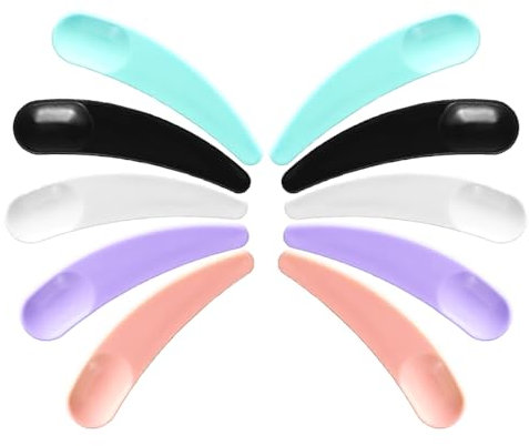 Wopanxye 50 Pack Mini Disposable Makeup Spatulas, 5 Color Curved Plastic Cosmetic Face Cream Scoop Tip, Tiny Facial Mask Stick, Reusable Multipurpose Applicator for DIY Mixing Skincare Sampling Waxing