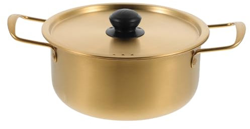 KOCKSHION Olla De Acero Inoxidable Para Cocinar Fideos Coreanos Con Tapa y Asas Antiadherentes Olla Ligera y Apilable Para Camping Picnic y Fiestas Al Aire