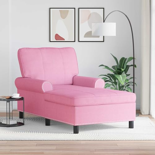 INLIFE Chaise Longue avec Coussin Rose 91 x 157 x 91 cm Tissu