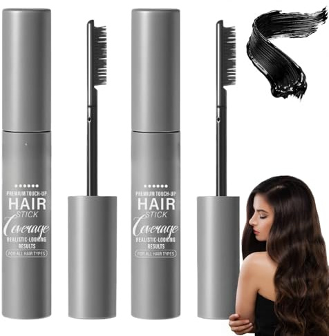 2 Stück Haarfärbemittel für Ansatz & Graue Haare–Wurzelabdeckung Mascara mit Präzisionsspitze,wasserdichte und schweißdichte Formel, natürlich deckende Ansatzfarbe für Frauen und Männer (Braun)