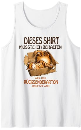 Katze im Rücksendekarton! Lustiges Katzen Motiv mit Spruch Tank Top