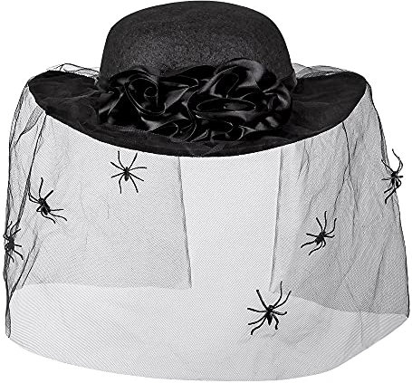 Boland 04120 - Hut für Damen, Schwarze Witwe, Hexenhut für Frauen, Kopfbedeckung für Faschingskostüme oder Halloween, Kostüm Zubehör