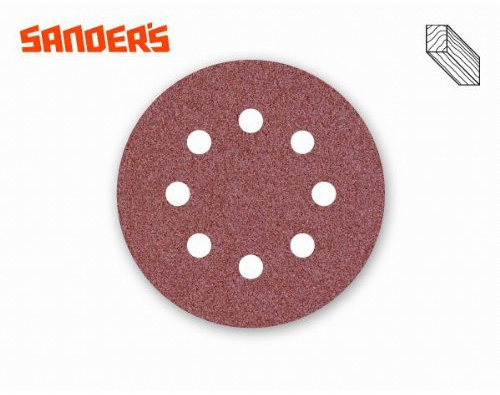 MENZER – 50-Schleifscheiben Rot Schleifblätter Schleifscheiben Ø 125 mm – 100 Körnung – 8 Loch