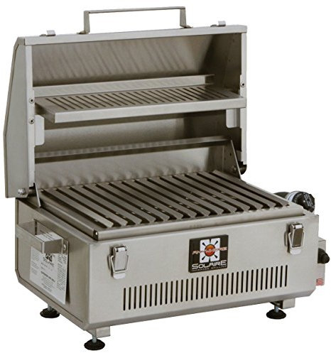 Solaire SOL-IR17BWR - Parrilla portátil de gas propano infrarrojo con estante de calentamiento, acero inoxidable