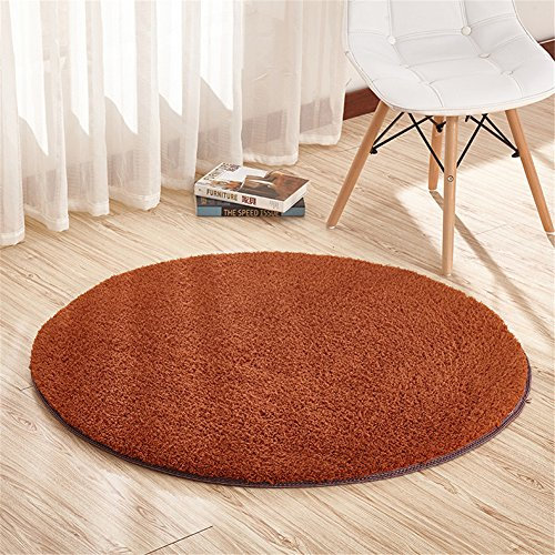 Ommda Teppiche Schurwolle Wohnzimmer Flauschig Modern Outdoor Teppiche Rund rutschfest Anti Rutsch Kaffee 140cm