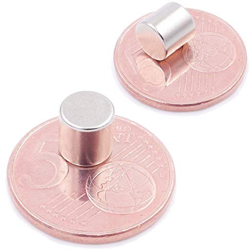 Brudazon | 10 Mini Scheiben-Magnete 7x7mm | N52 stärkste Stufe - Neodym-Magnete ultrastark | Power-Magnet für Modellbau, Foto, Whiteboard, Pinnwand, Kühlschrank, Basteln | Magnetscheibe extra stark
