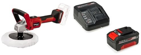 Einhell Power X-Change Cordless Car Polisher And Buffer With Battery And Charger - 18V, 3-In-1 Machine Polisher Buffer And Sander For Garage And Home Use - CE-CP 18/180 Li E Polishing Machine Kit