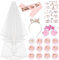 Newtic Bride to Be Tiara Sash Veil Set 17Pcs Accessoires EVJF Enterrement De Vie De Jeune Fille Accessoire,Accessoire EVJF Mariéeécharpe, Badge, Bandeau Diadème, Tatouage,Lunettes