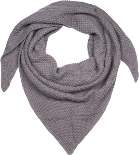 styleBREAKER Damen XXL Strick Dreieck Schal Einfarbig mit Reiskorn Strickmuster, Warmes Herbst Winter Maxi Dreieckstuch 01020048, Farbe:Grau