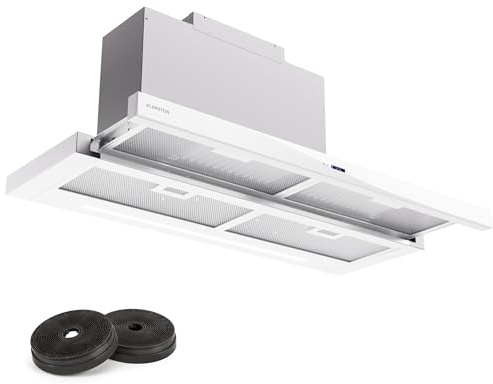 Klarstein Dunstabzugshaube 90cm, Abluft-Dunstabzugshaube mit Spülmaschinenfestem Filter aus Aluminium, Leise Abzugshaube Abluft, 640m³/h Luftstrom, Effiziente Wandhauben mit LEDs & Touch Controls