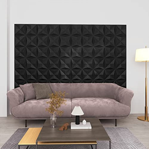 ZEYUAN 3D-Wandpaneele 12 STK, Deckenpaneele, Wall Panel, Wandverkleidung, Wandgestaltung, Wanddeko, Dekorative Wandpaneele, 50x50 cm Origami Schwarz 3 m²