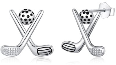 Sport Player Bälle Ohrringe 925 Sterling silber Clubs Golf Ohrringe Geschenke für Sportliebhaber