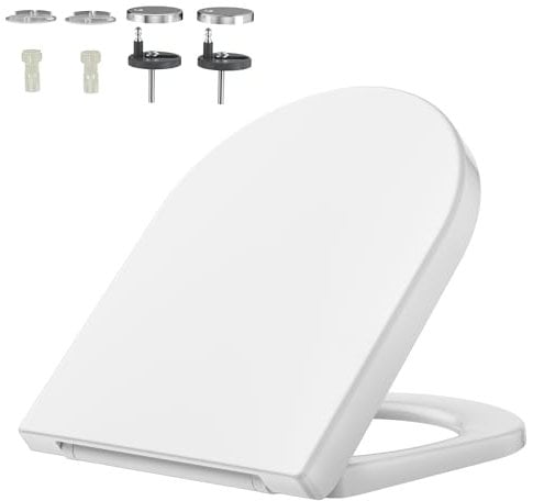 Rainsworth Abattant Wc Forme D Avec Nano Glaze matériau,Couvercle De Lunette WC Antibactérien De Conception Ergonomique,Dégagement Rapide à Un Bouton Cuvette Toilette,Couvercle Blanche Universelle