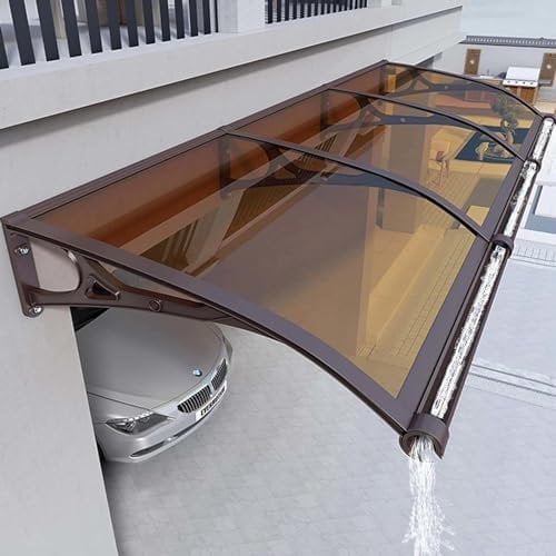 YWQJL Vordach FüR HaustüR Mit Seitenteil Rinne Aluminium Metallgestell,üBerdachung HaustüR Mit Seitenteil Regenrinne,FüR DraußEn Terrasse,Balkon,Garten,Kellertreppe,Hauseingang,Brown1-120x540cm