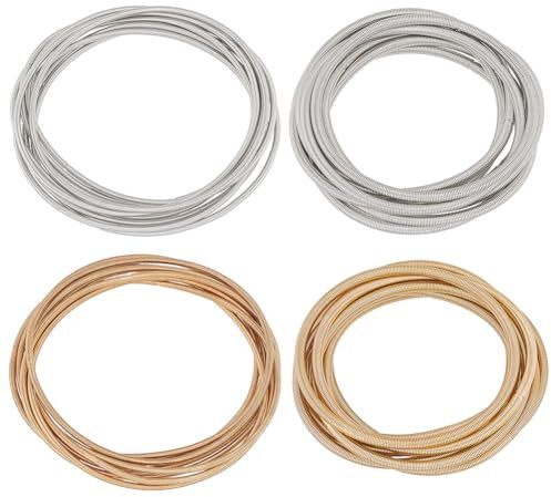 PH PandaHall 32pcs 2 tailles Bracelets à Cordes de Guitare, Bijoux de Printemps Bracelets Extensibles en Fil Bracelets pour L'Été Femmes et Hommes Artisanat de Bricolage, Platine/Or