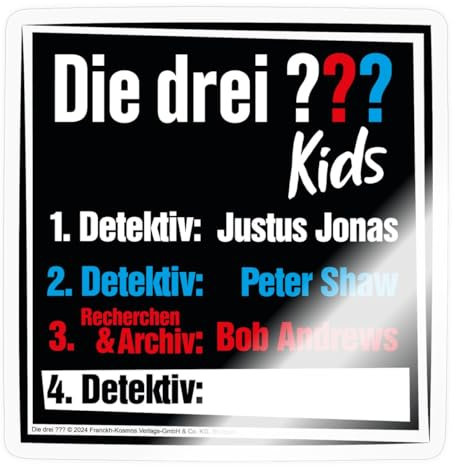 Spreadshirt Die Drei ??? Kids Titel Personalisierbar Sticker, max. 10 x 10 cm, 10 x 10 cm, Transparent glänzend