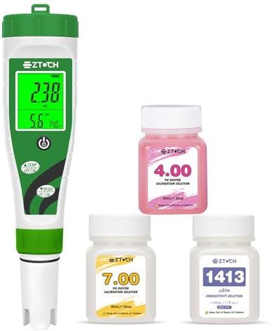 EZTOCH Hydroponic pH EC Meter, Water pH TDS PPM Meter with Simultaneous Display for Reservoir Nutrient Solution, pH EC Meter for Water Hydroponic DWC System Setup, Measure Conductivity for Aquaponics